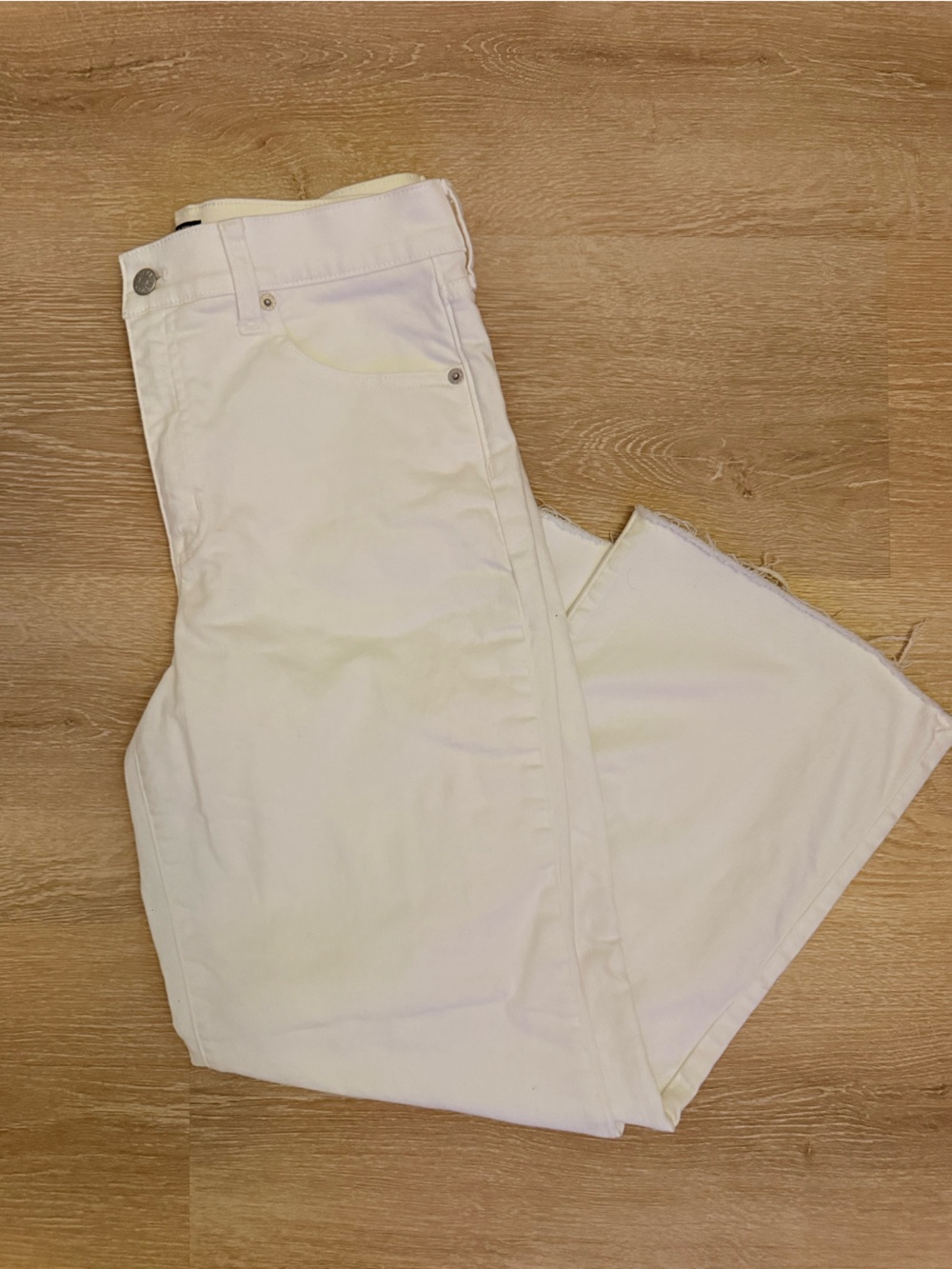 J. Crew Factory White Wide-Leg Crop Jeans in all day stretch - Picture 4 of 7
